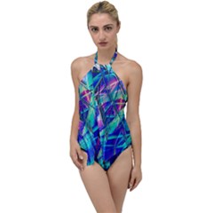 Title Wave, Blue, Crashing, Wave, Natuere, Abstact, File Img 20201219 024243 200 Go With The Flow One Piece Swimsuit by ScottFreeArt