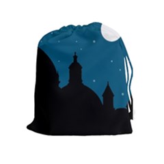 Silhouette Night Scene Cityscape Illustration Drawstring Pouch (xl) by dflcprintsclothing