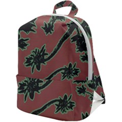 Tropical Style Floral Motif Print Pattern Zip Up Backpack by dflcprintsclothing