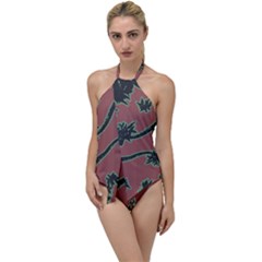 Tropical Style Floral Motif Print Pattern Go With The Flow One Piece Swimsuit by dflcprintsclothing