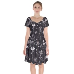 Dark Floral Artwork Short Sleeve Bardot Dress by dflcprintsclothing