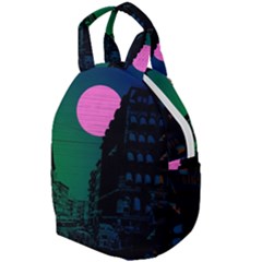 Vaporwave Old Moon Over Nyc Travel Backpacks by WetdryvacsLair