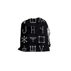 Heinrich Cornelius Agrippa Of Occult Philosophy 1651 Malachim Alphabet Collected Inverted Square Drawstring Pouch (small) by WetdryvacsLair