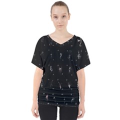 Brush And Ink Card Sequence Collected V-neck Dolman Drape Top by WetdryvacsLair