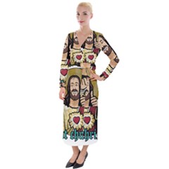 Buddy Christ Velvet Maxi Wrap Dress by Valentinaart