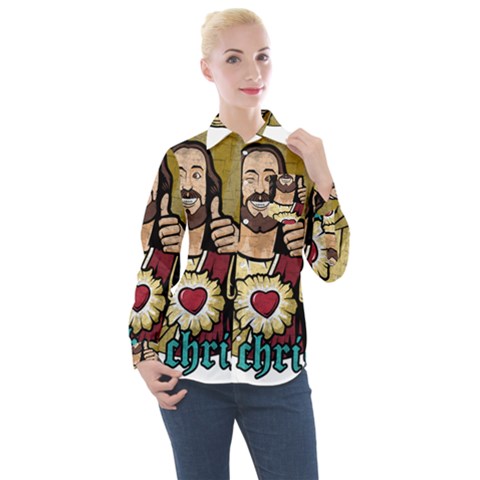 Buddy Christ Women s Long Sleeve Pocket Shirt by Valentinaart