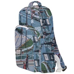 Crowded Urban Scene, Osaka Japan Double Compartment Backpack by dflcprintsclothing
