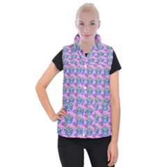 Floral Pattern Women s Button Up Vest by Sparkle