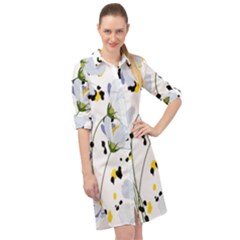 Tree Poppies  Long Sleeve Mini Shirt Dress by Sobalvarro