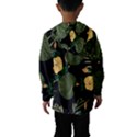 Tropical vintage yellow hibiscus floral green leaves seamless pattern black background. Kids  Hooded Windbreaker View2