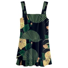 Tropical Vintage Yellow Hibiscus Floral Green Leaves Seamless Pattern Black Background  Kids  Layered Skirt Swimsuit by Sobalvarro