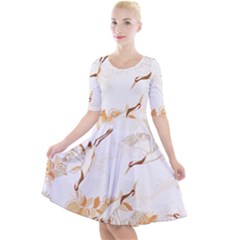 Birds And Flowers  Quarter Sleeve A-line Dress by Sobalvarro