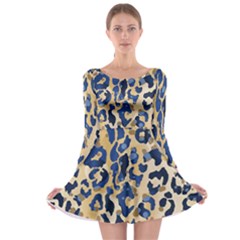 Leopard Skin  Long Sleeve Skater Dress by Sobalvarro