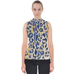 Leopard Skin  Mock Neck Shell Top by Sobalvarro
