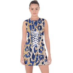 Leopard Skin  Lace Up Front Bodycon Dress by Sobalvarro