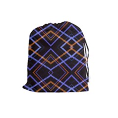Intersecting Diamonds Motif Print Pattern Drawstring Pouch (large) by dflcprintsclothing