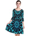 Digital Handdraw Floral Quarter Sleeve Waist Band Dress View1