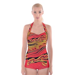 Warrior s Spirit Boyleg Halter Swimsuit  by BrenZenCreations