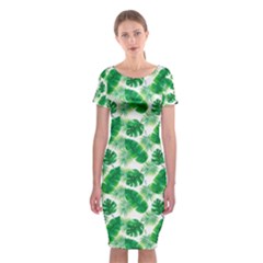 Tropical Leaf Pattern Classic Short Sleeve Midi Dress by Dutashop