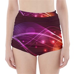 Colorful Arcs In Neon Light, Graphic Art High-waisted Bikini Bottoms by picsaspassion