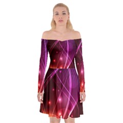  Colorful Arcs In Neon Light, Modern Graphic Art Off Shoulder Skater Dress by picsaspassion