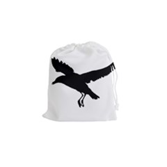 Seagull Flying Silhouette Drawing 2 Drawstring Pouch (small) by dflcprintsclothing