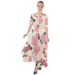 Floral Vintage Flowers Waist Tie Boho Maxi Dress by Dutashop