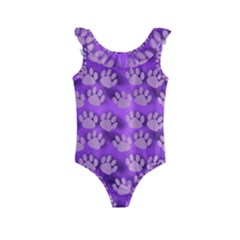 Pattern Texture Feet Dog Purple Kids  Frill Swimsuit by Dutashop