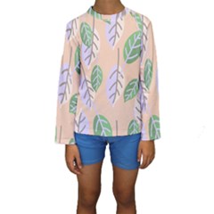 Leaf Pink Kids  Long Sleeve Swimwear by Dutashop
