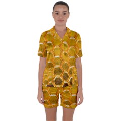 Hexagonal Windows Satin Short Sleeve Pajamas Set by essentialimage365