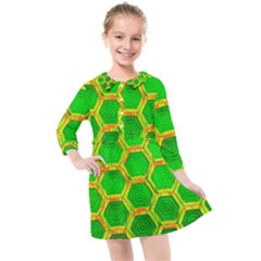 Hexagon Window Kids  Quarter Sleeve Shirt Dress by essentialimage365