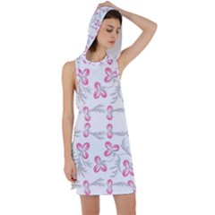 Pink Folk Flowers Racer Back Hoodie Dress by Eskimos
