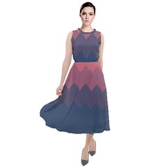 Flat Autumn Zigzag Palette Round Neck Boho Dress by goljakoff