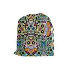 Sugar Skulls Pattern Drawstring Pouch (large) by ExtraAwesomeSauce