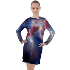 Galaxy Long Sleeve Hoodie Dress by ExtraAwesomeSauce