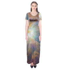 Colorful Galaxy Short Sleeve Maxi Dress by ExtraAwesomeSauce