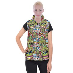 Sugar Skulls Women s Button Up Vest by ExtraAwesomeSauce