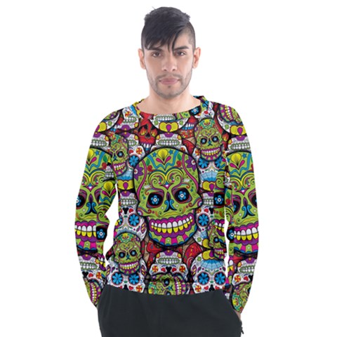 Sugar Skulls Men s Long Sleeve Raglan Tee by ExtraAwesomeSauce