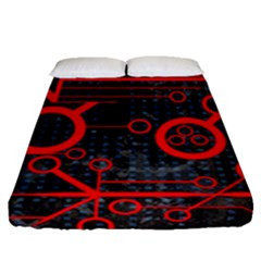 Tech - Red Fitted Sheet (queen Size) by ExtraAwesomeSauce