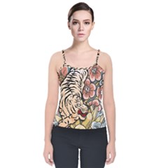White Tiger Velvet Spaghetti Strap Top by ExtraAwesomeSauce