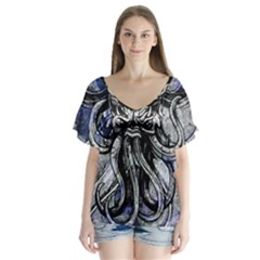 Kraken V-neck Flutter Sleeve Top by ExtraAwesomeSauce