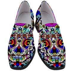 Sugar Skull Pattern 2 Women s Chunky Heel Loafers by ExtraAwesomeSauce