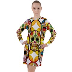 Sugar Skulls Long Sleeve Hoodie Dress by ExtraAwesomeSauce