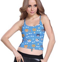 Cute Cat Pattern Spaghetti Strap Bra Top by ExtraAwesomeSauce