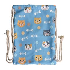 Cute Cat Pattern Drawstring Bag (large) by ExtraAwesomeSauce