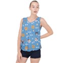 Cute Cat Pattern Bubble Hem Chiffon Tank Top View1