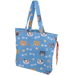Cute Cat Pattern Drawstring Tote Bag by ExtraAwesomeSauce