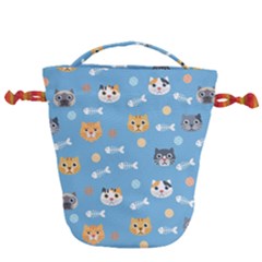 Cute Cat Pattern Drawstring Bucket Bag by ExtraAwesomeSauce