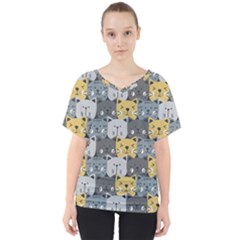 Cute Cat Pattern V-neck Dolman Drape Top by ExtraAwesomeSauce