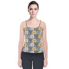 Cute Cat Pattern Velvet Spaghetti Strap Top by ExtraAwesomeSauce